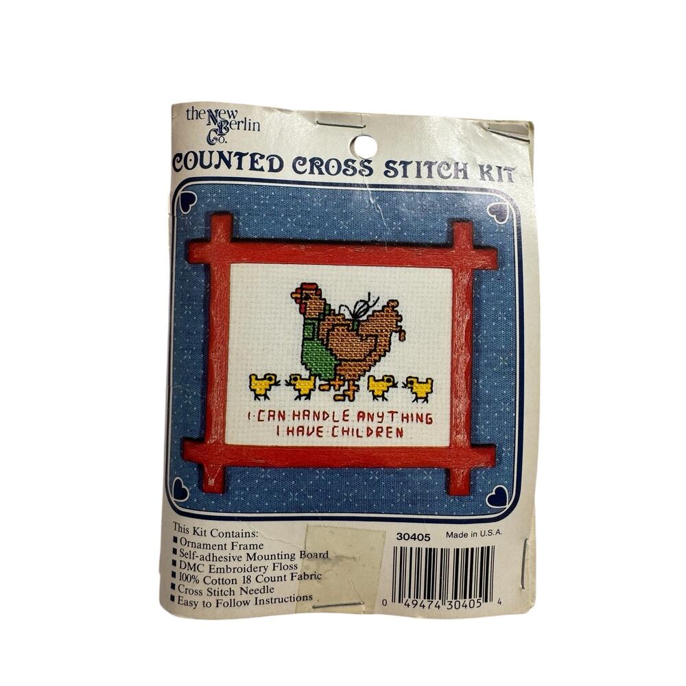 Vintage I Can Handle Anything I Have Children Counted Cross Stitch Kit Chicken